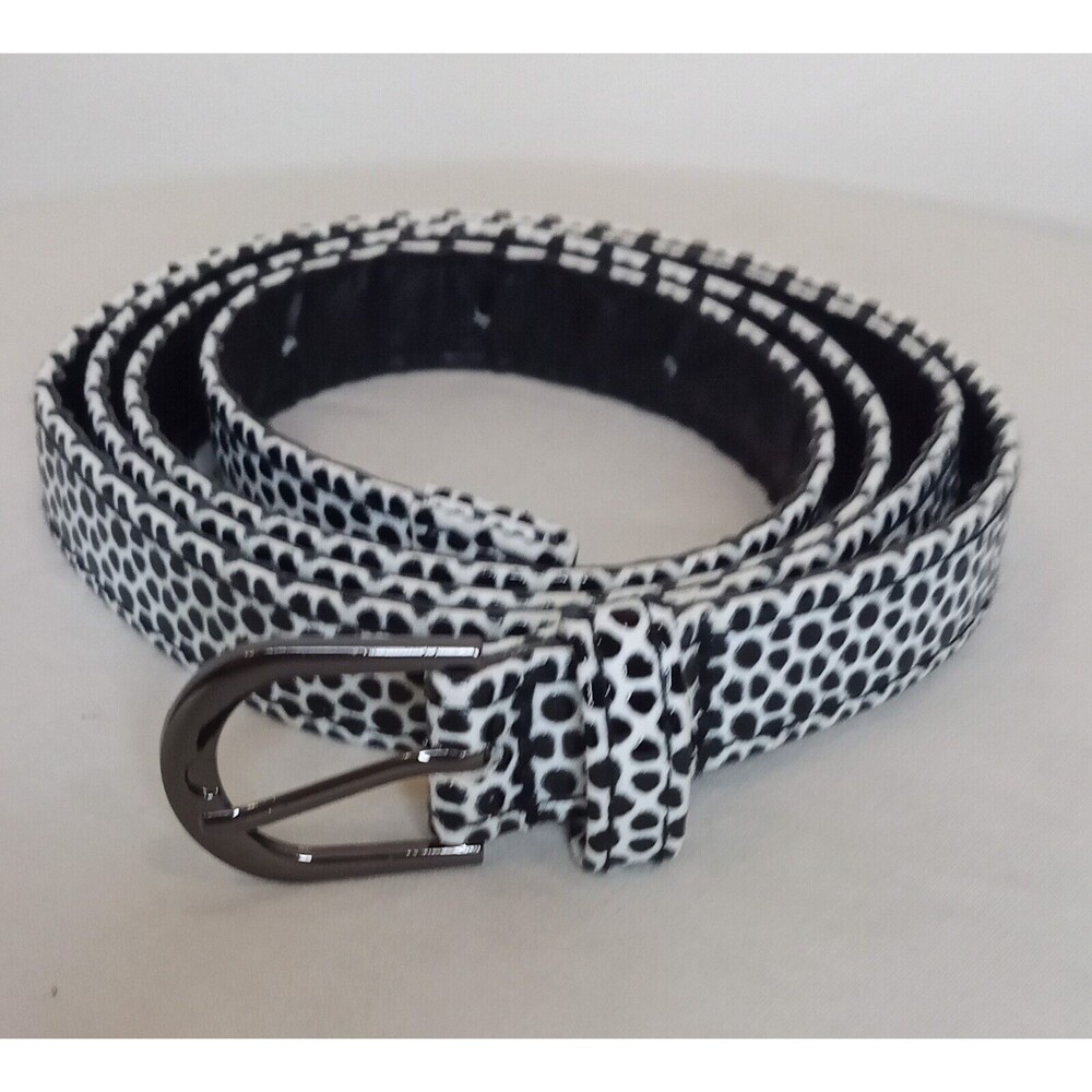 Shanghai Maotong Fashion Co. Belt Women's Size XL White Black Abstract Dots